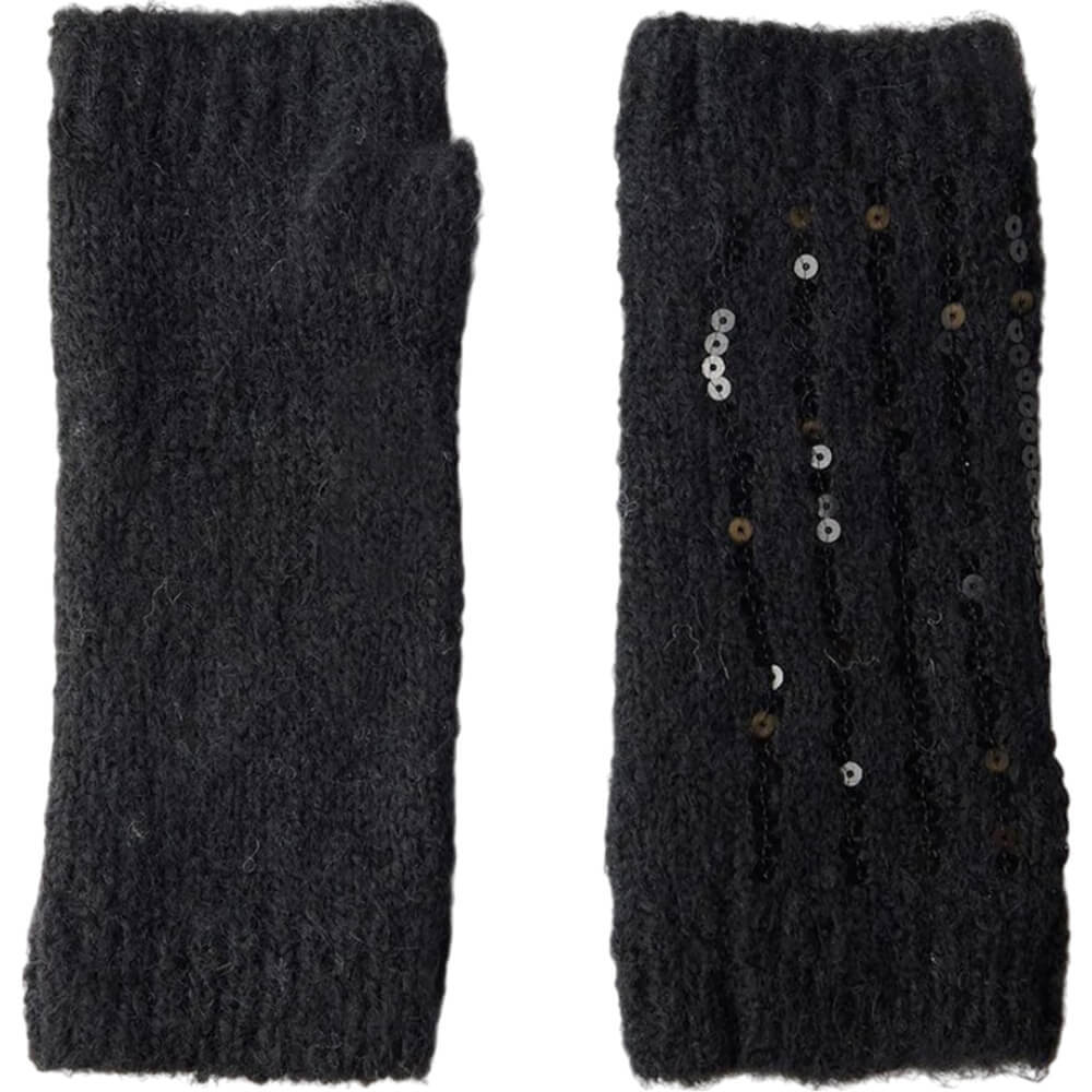 Mint Velvet Black Sequin Wool Blend Knit Hand Warmers